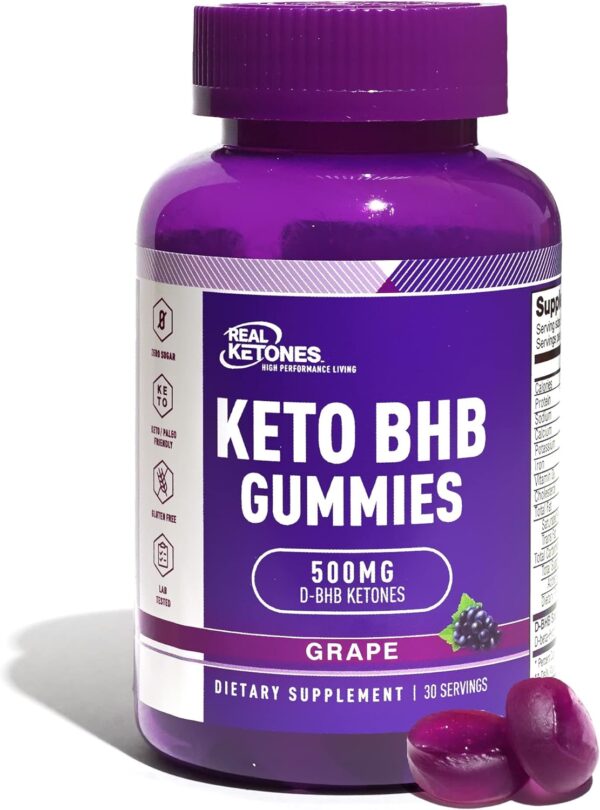 Real Ketones Keto BHB Sugar Free Gummies (Grape Flavor)